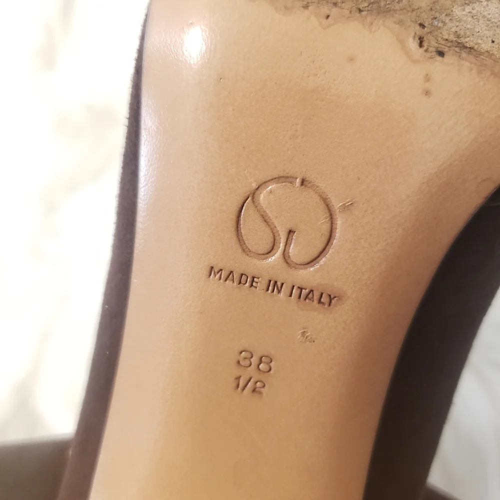 St John Leather & Suede Square Pointy Toe Pumps Size 38.5/US 8